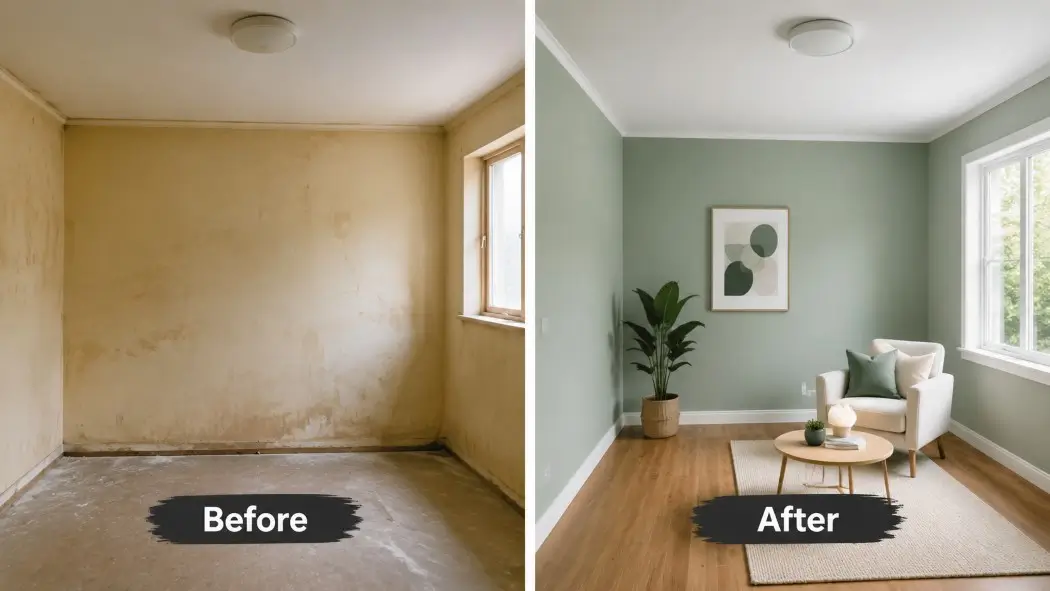 Room transformation: before and after