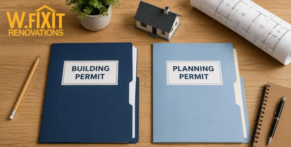 Building permit versus planning permit documents compared side by side in Victoria