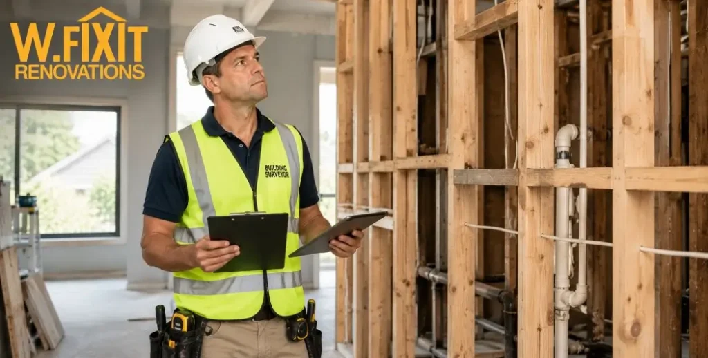 Registered building surveyor inspecting home renovation work in Victoria