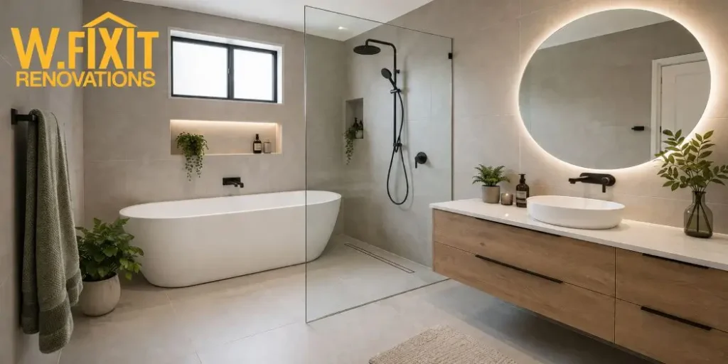 Heritage bathroom renovation in a Mornington weatherboard cottage with classic tiling and brass tapware