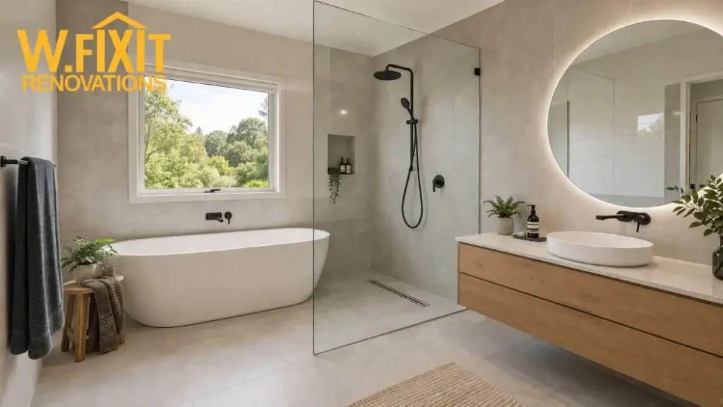 modern-bathroom-remodel-mount-eliza Modern bathroom remodel with matte black fittings near Mount Eliza on the Mornington Peninsula